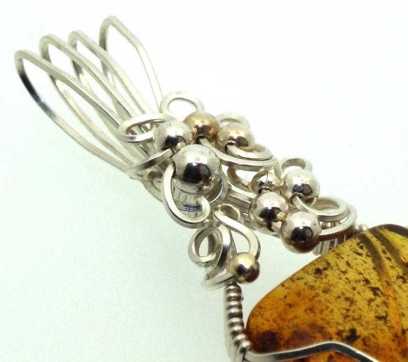 Baltic Amber Sterling Silver Wire Wrapped Pendant 06