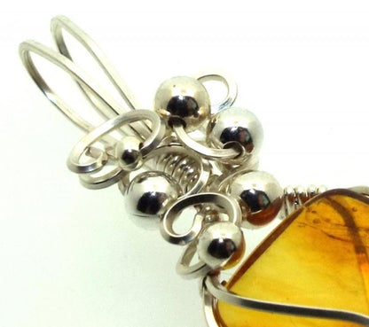 Baltic Amber Sterling Silver Wire Wrapped Pendant 07