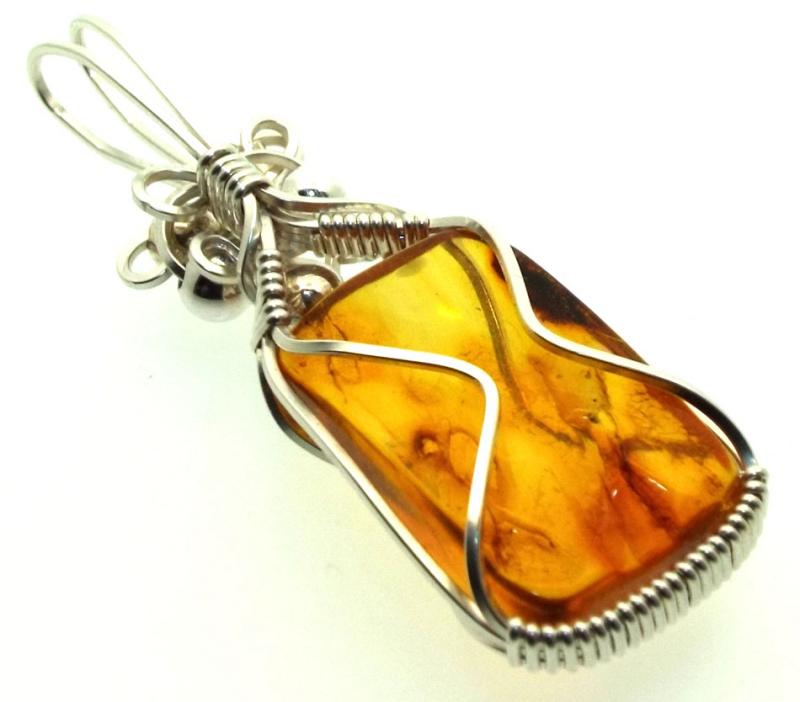Baltic Amber Sterling Silver Wire Wrapped Pendant 07
