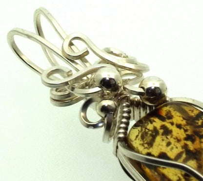 Baltic Amber Sterling Silver Wire Wrapped Pendant 08