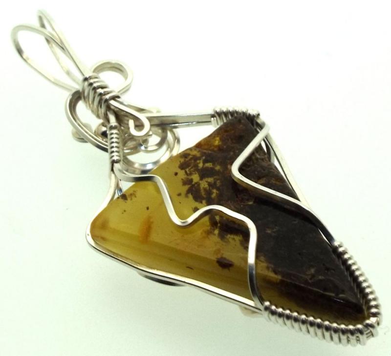 Baltic Amber Sterling Silver Wire Wrapped Pendant 09