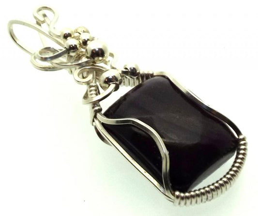 Sugilite Gemstone Sterling Silver Wire Wrapped Pendant 03