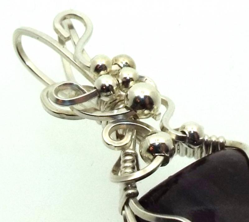 Sugilite Gemstone Sterling Silver Wire Wrapped Pendant 03