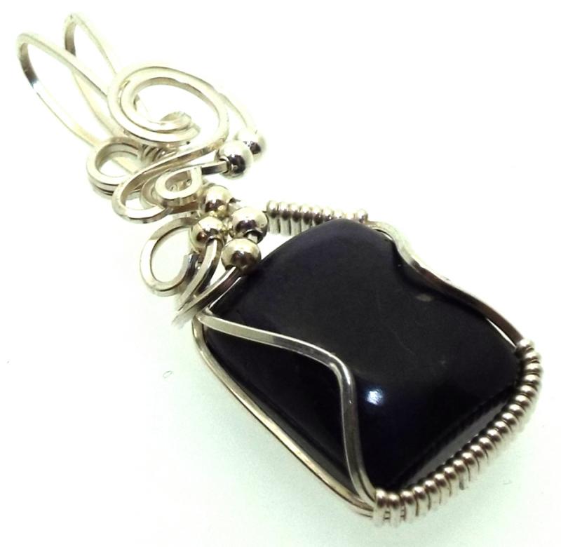 Sugilite Gemstone Sterling Silver Wire Wrapped Pendant 05