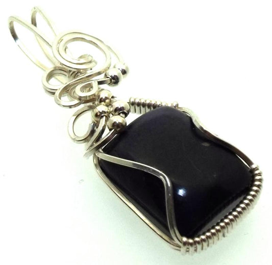 Sugilite Gemstone Sterling Silver Wire Wrapped Pendant 05