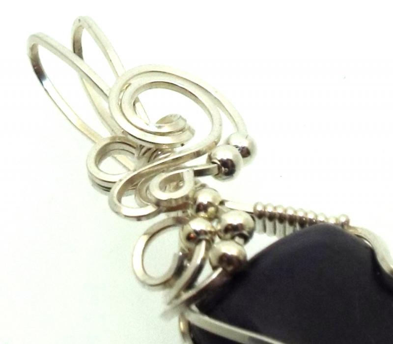 Sugilite Gemstone Sterling Silver Wire Wrapped Pendant 05