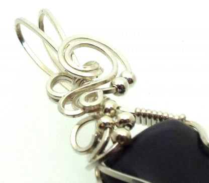 Sugilite Gemstone Sterling Silver Wire Wrapped Pendant 05