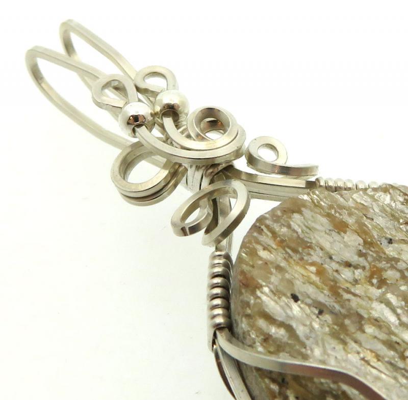 Mica and Quartz Sterling Silver Wire Wrapped Pendant 01