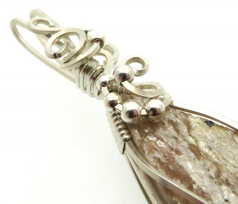 Mica and Quartz Sterling Silver Wire Wrapped Pendant 02