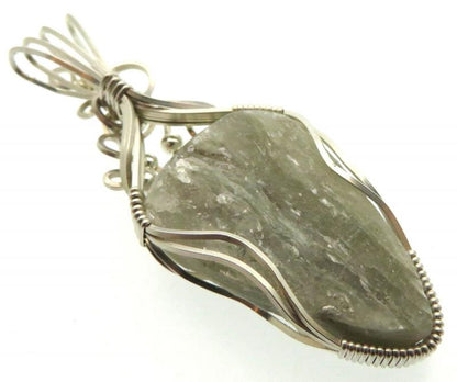 Mica and Quartz Sterling Silver Wire Wrapped Pendant 03