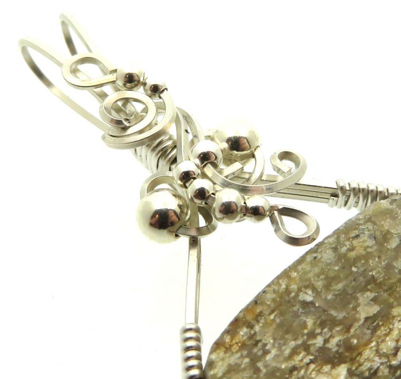 Mica and Quartz Sterling Silver Wire Wrapped Pendant 04