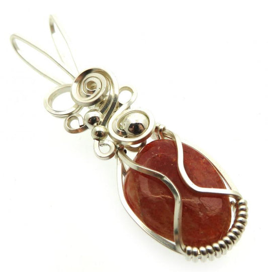 Sunstone Gemstone Silver Plated Wire Wrapped Pendant 08