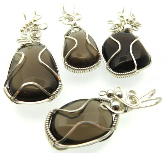 Lucky Dip Smoky Quartz Silver Plated Wire Wrapped Pendant