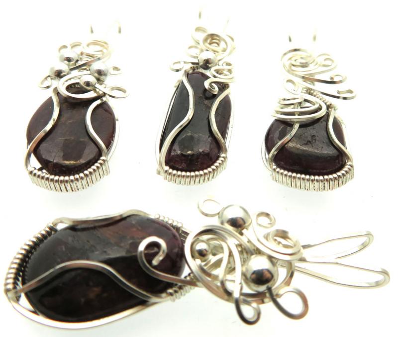 Lucky Dip Indian Ruby Silver Plated Wire Wrapped Pendant