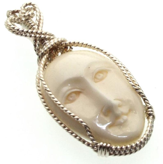 Bone Goddess Silver Plated Wire Wrapped Pendant 02