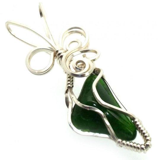 Diopside Silver Plated Wire Wrapped Pendant 01