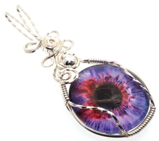 All Seeing Evil Eye Silver Plated Wire Wrapped Pendant 04