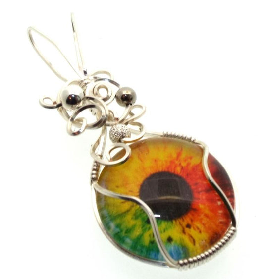 All Seeing Evil Eye Silver Plated Wire Wrapped Pendant 06