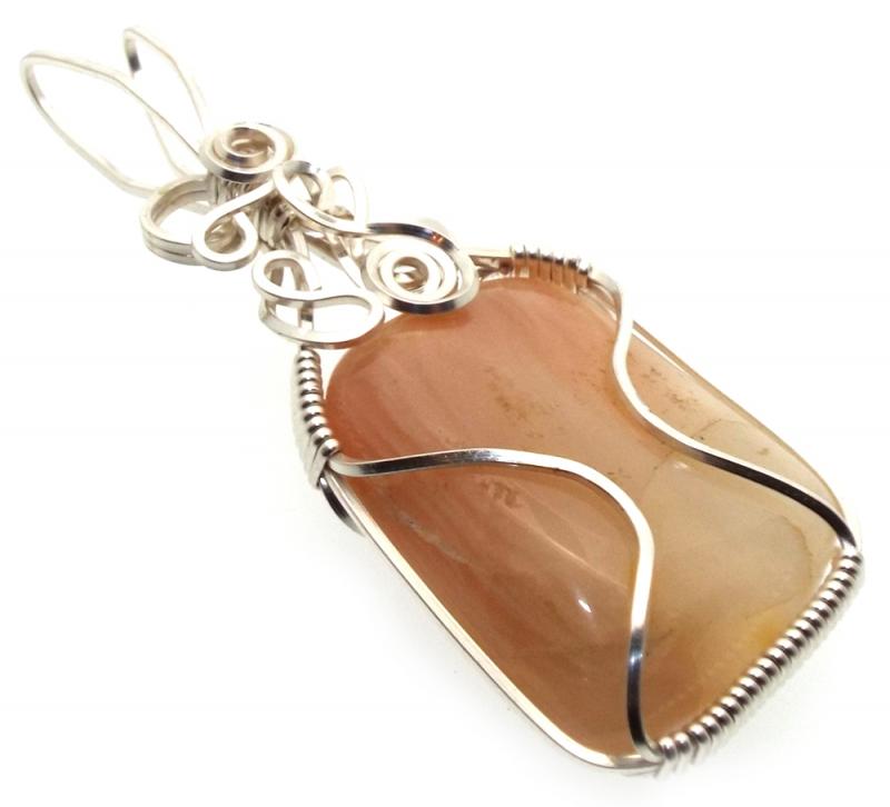 Indian Moonstone Gemstone Silver Plated Wrapped Pendant 01