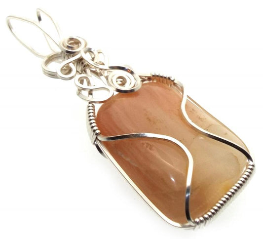 Indian Moonstone Gemstone Silver Plated Wrapped Pendant 01