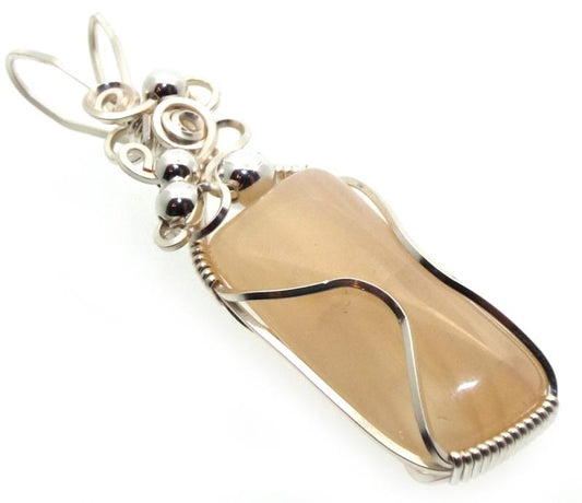 Indian Moonstone Gemstone Silver Plated Wrapped Pendant 02