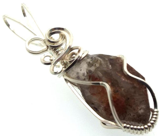 Cacoxenite Silver Plated Wire Wrapped Pendant 01