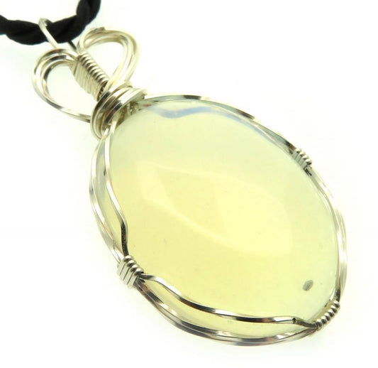 Opalite Silver Plated Wire Wrapped Pendant 01