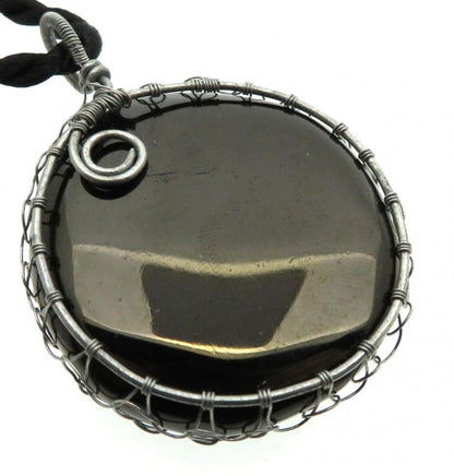 Anthracite Silver Plated Wire Wrapped Pendant 02