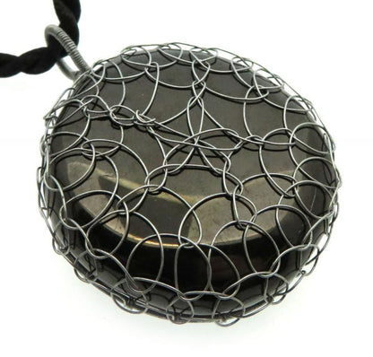 Anthracite Silver Plated Wire Wrapped Pendant 02