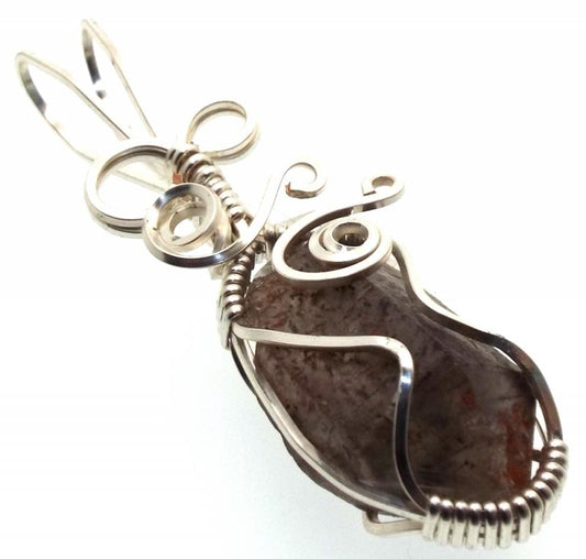 Cacoxenite Silver Plated Wire Wrapped Pendant 08