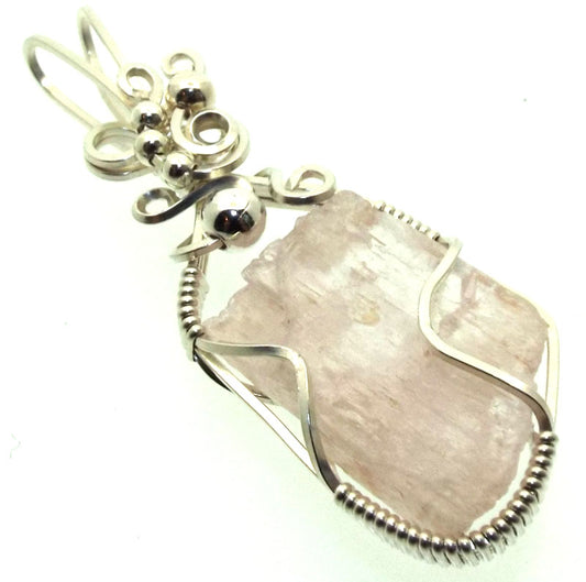 Kunzite Gemstone Silver Filled Wire Wrapped Pendant 06