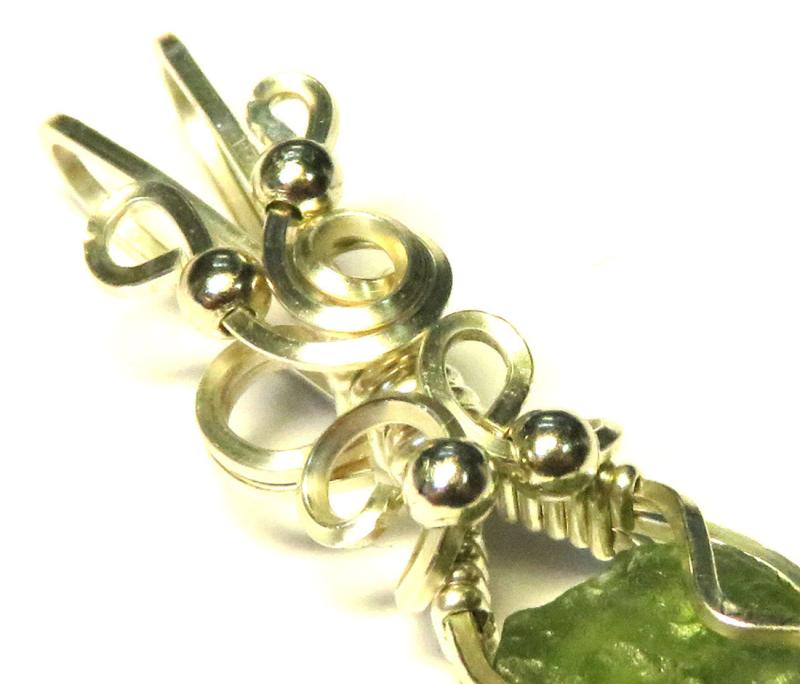 Moldavite Gemstone Sterling Silver Wire Wrapped Pendant 07