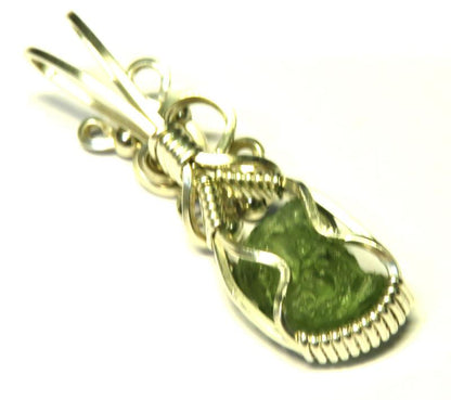 Moldavite Gemstone Sterling Silver Wire Wrapped Pendant 07
