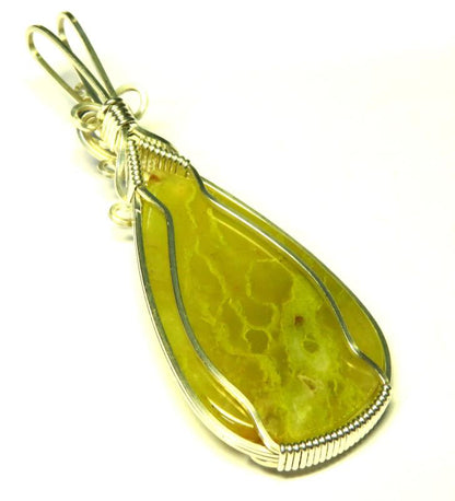 Green Opal Sterling Silver Wire Wrapped Pendant 05