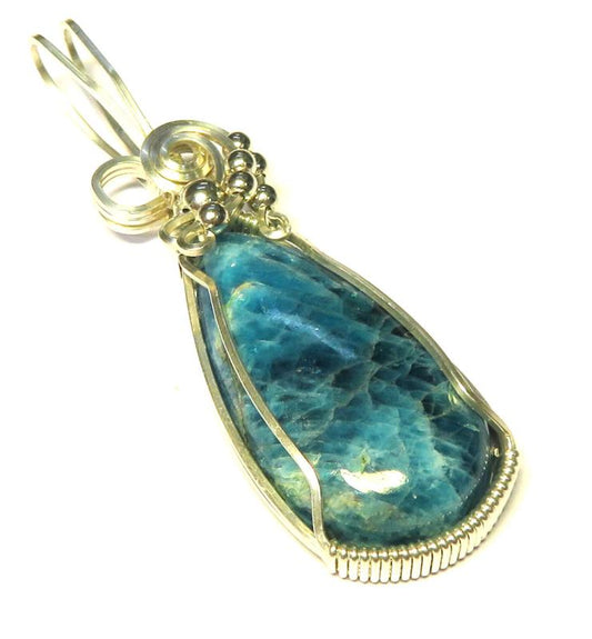 Apatite Gemstone Sterling Silver Wire Wrapped Pendant 05