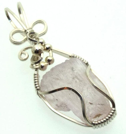 Kunzite Gemstone Silver Filled Wire Wrapped Pendant 09