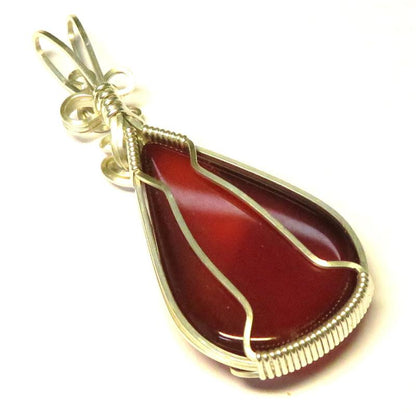 Carnelian Gemstone Sterling Silver Wire Wrapped Pendant 04