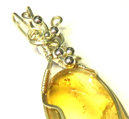 Citrine Sterling Silver Wire Wrapped Pendant 09