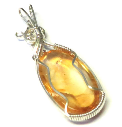 Citrine Sterling Silver Wire Wrapped Pendant 09