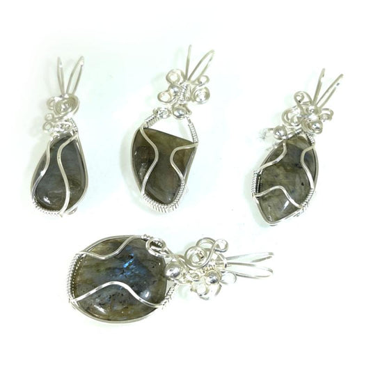 Lucky Dip Labradorite Sterling Silver Wire Wrapped Pendant