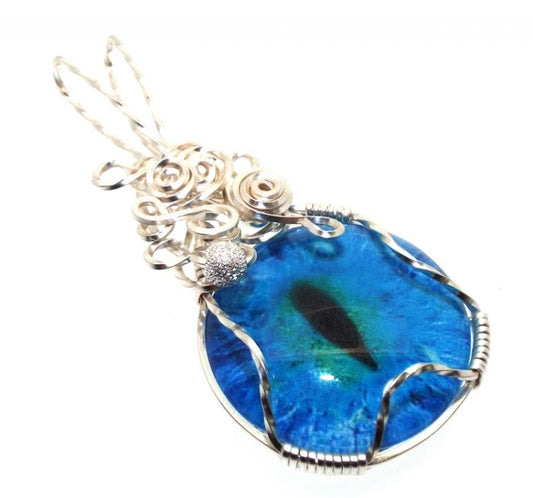 All Seeing Evil Eye Silver Plated Wire Wrapped Pendant 02