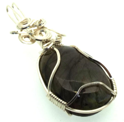 Labradorite Gemstone Silver Filled Wire Wrapped Pendant 09