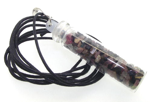 Watermelon Tourmaline Gemstone Crystal Glass Bottle Pendant