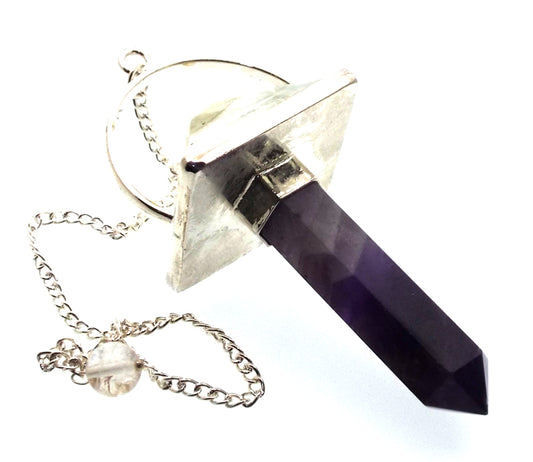 Amethyst and Quartz Pyramid Pendulum