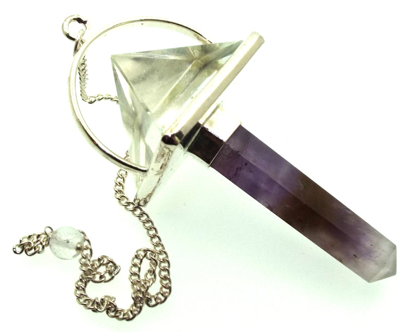Amethyst and Quartz Pyramid Pendulum