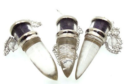 Amethyst and Quartz Gemstone Vial Pendulum