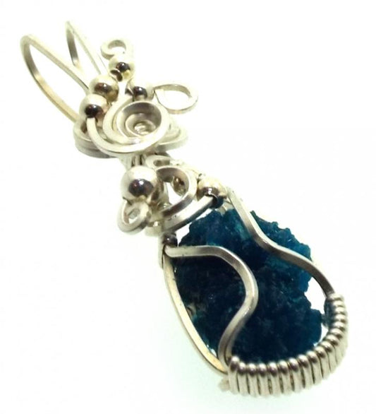 Apatite Gemstone Sterling Silver Wire Wrapped Pendant 01