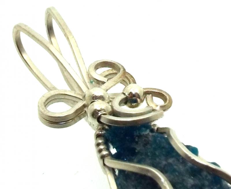 Apatite Gemstone Sterling Silver Wire Wrapped Pendant 02