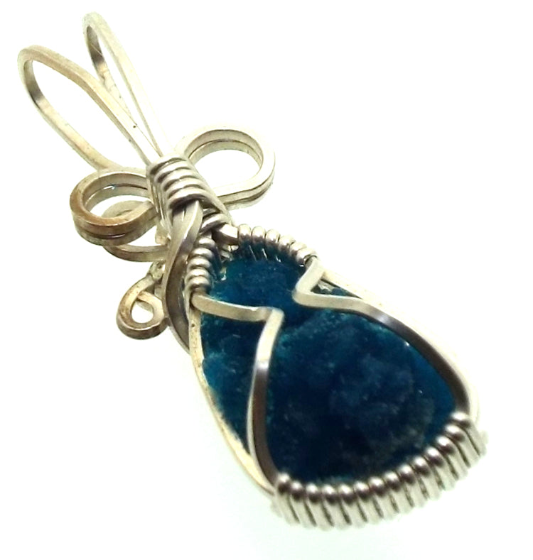 Apatite Gemstone Sterling Silver Wire Wrapped Pendant 02