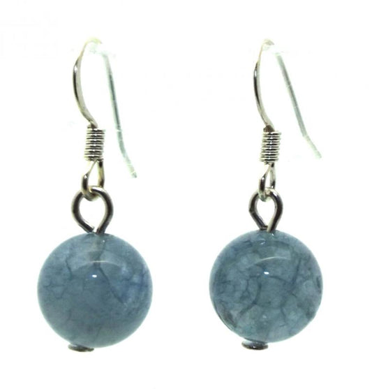 Aquamarine Gemstone Sphere Fishhook Earrings